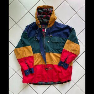 Rare 90s colorblock hooded jacket (unisex L)